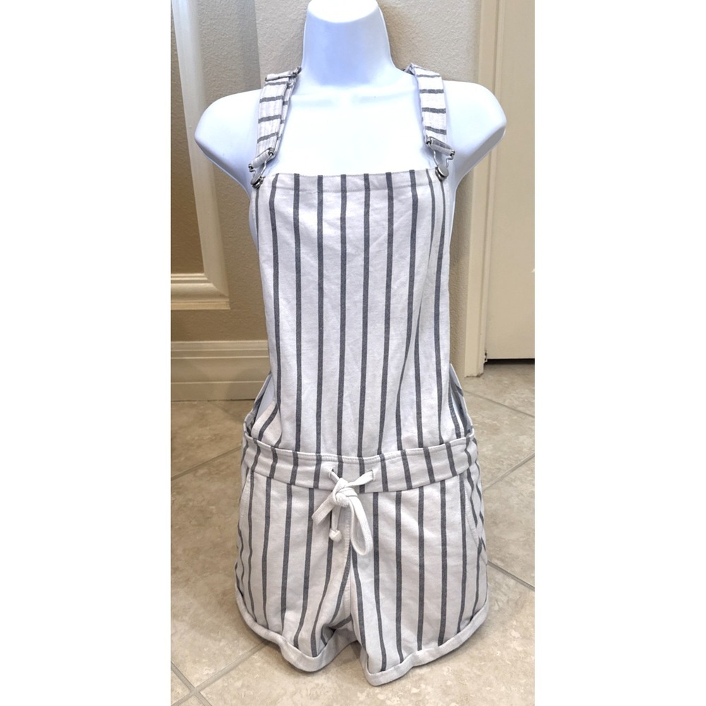 Ocean Drive Navy White Striped Comfy Overalls Shortalls Sz S Nautical Beach